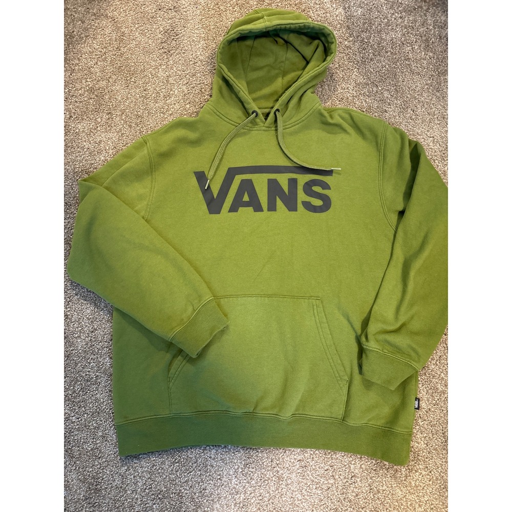 Vans Hoodie Mens Large Olive Green Classic Fit Logo Pullover Sweatshirt